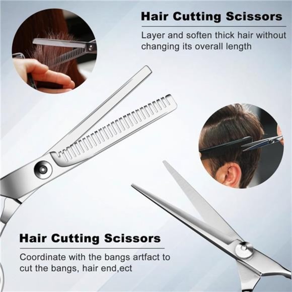 9 Pcs Hair Cutting Scissors Set Hairdressing Scissors Kit,Thinning Scissor - Picture 4 of 7